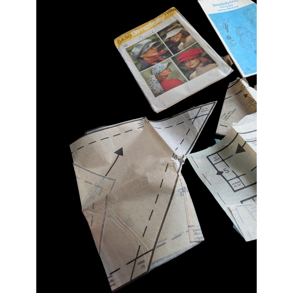 Vintage 1974 Simplicity Pattern 6430 Misses Cap Visors Cut But Complete FreeShip - Picture 4 of 4